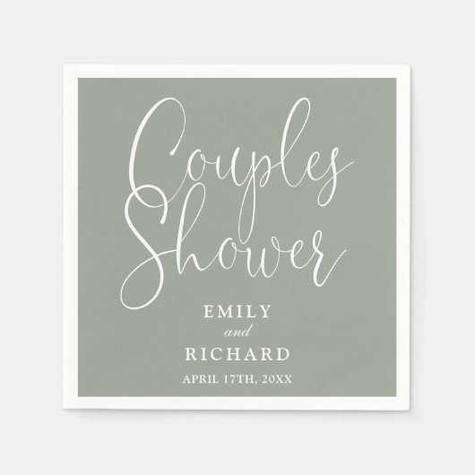 Sage Green Elegante Couples Bridal Polterabend Serviette (Vorderseite)