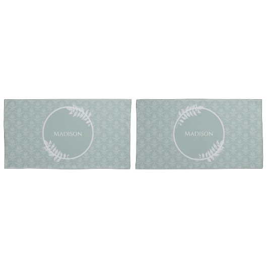 Sage Green Elegante Damask Kissenbezug (Vorderseite-Set)