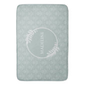 Sage Green Elegante Damask Personalisiert Bath Mat Badematte (Vorderseite Vertikal)