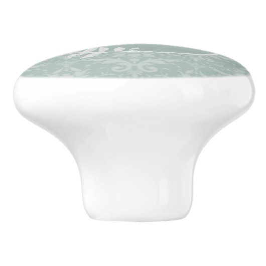 Sage Green Elegante Damask Personalisiert Keramikknauf (Seitenansicht)