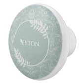 Sage Green Elegante Damask Personalisiert Keramikknauf (Rechts)