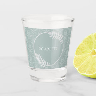 Sage Green Elegante Damask Personalisiert Schnapsglas