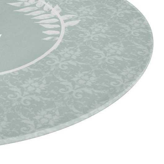 Sage Green Elegante Damask Personalisiert Schneidebrett (Ecke)