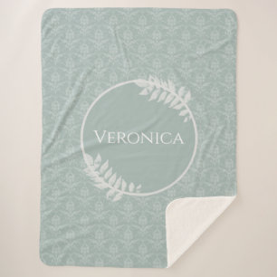 Sage Green Elegante Damask Personalisiert Sherpadecke