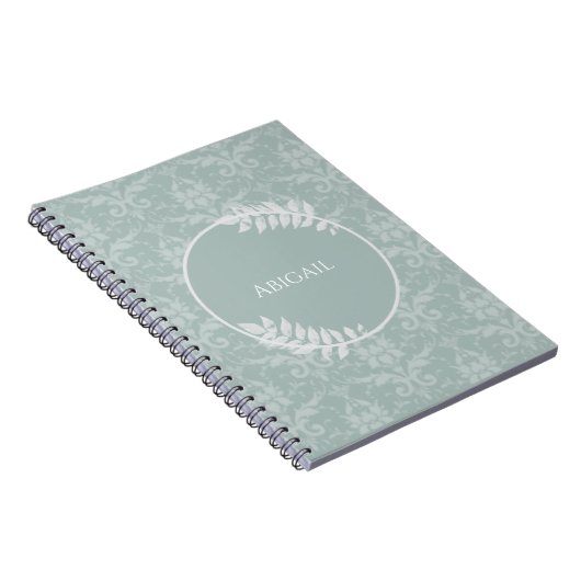Sage Green elegante Damask Personalisiertes Notebo Notizblock (Rechte Seite)