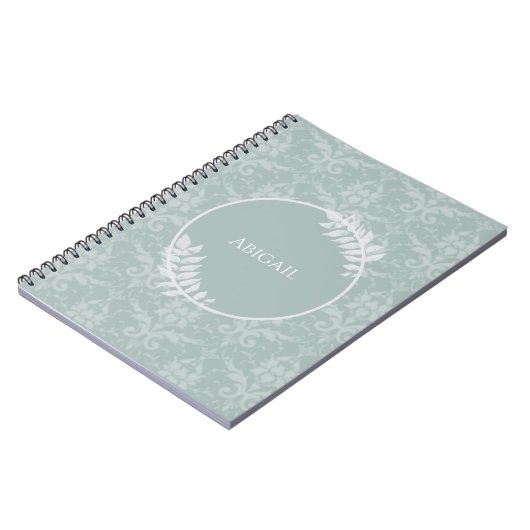Sage Green elegante Damask Personalisiertes Notebo Notizblock (Linke Seite)