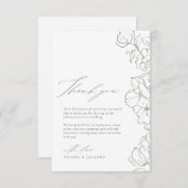 Sage Green Elegante handgezeichnete Blumenhochzeit Dankeskarte (Vorne/Hinten)