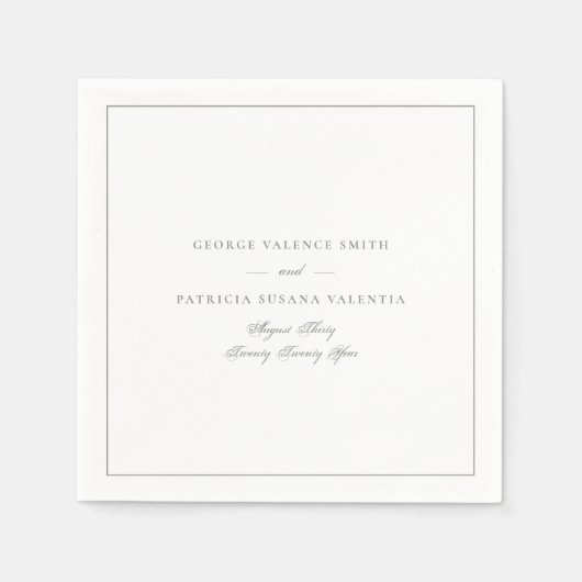 Sage Green Elegante Kalligrafie Gerahmt Hochzeit Serviette (Vorderseite)