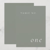 Sage Green Elegante Minimalistische Tischnummer Ca (Vorne/Hinten)