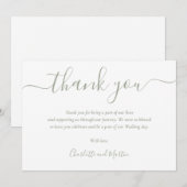 Sage Green Elegante Modernes Skript Dankeskarte (Vorne/Hinten)