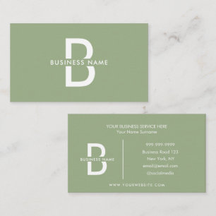 Sage Green Elegante Monogram Modern Beruflich Visitenkarte