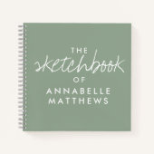 Sage Green Elegante Monogram Sketchbook Notebook Notizblock (Vorderseite)