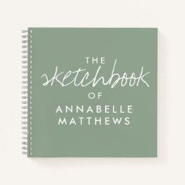 Sage Green Elegante Monogram Sketchbook Notebook Notizblock