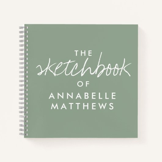 Sage Green Elegante Monogram Sketchbook Notebook Notizblock (Vorderseite)