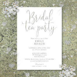 Sage Green Elegante Script Bridal Tea Party Dusche Einladung