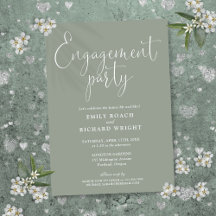 Sage Green Elegante Script Engagement Party