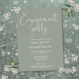 Sage Green Elegante Script Engagement Party Einladung