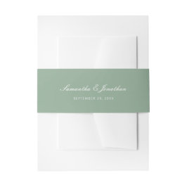 Sage Green | Elegante Script Hochzeit Einladungsbanderole