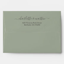 Sage Green Elegante Script-Rücksendeadresse Hochze