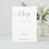 Sage Green Elegante Script Simple Modern RSVP Karte (Stehend Vorderseite)