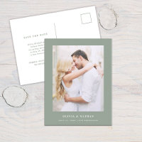 Sage Green Elegante Text und Foto | Save The Date