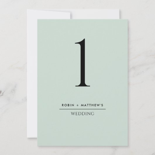 Sage Green Elegante und einfache Tischnummer (Rückseite)