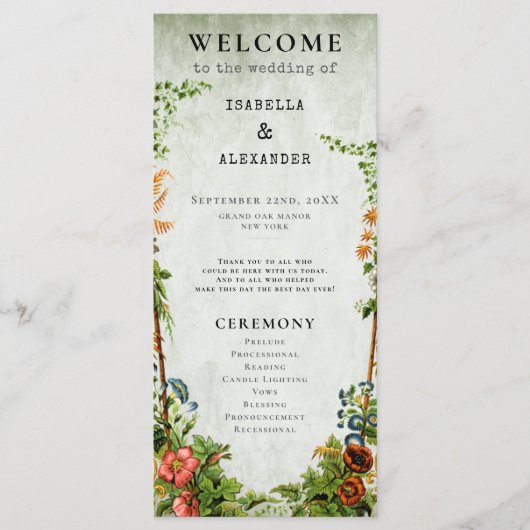 Sage Green Elegante Vintage Bibliothek Programm (Vorderseite)