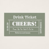 Sage Green Elegante Wedding Free Drink Ticket (Vorderseite)