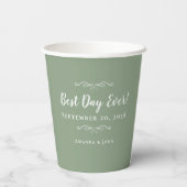 Sage Green Elegante Weddings Best Day Ever Trendy Pappbecher (Rückseite)