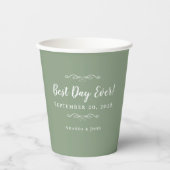 Sage Green Elegante Weddings Best Day Ever Trendy Pappbecher (Vorderseite)