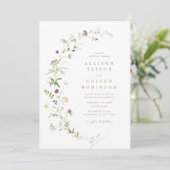 Sage Green Elegante Wildblume Rustic Boho Wedding Einladung (Stehend Vorderseite)