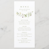 Sage Green Elegante Wildblume Rustic Boho Wedding Menükarte (Vorderseite)