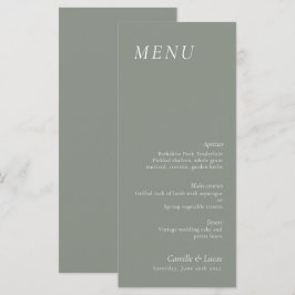 Sage Green elegantes Hochzeitsmenü Menükarte