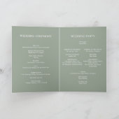 Sage Green elegantes Hochzeitsprogramm Dankeskarte (Innenseite)