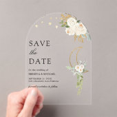Sage Green Elfenbein Blumenmond Hochzeit Retten Si Acryleinladungen (Insitu (Handheld))
