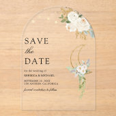 Sage Green Elfenbein Blumenmond Hochzeit Retten Si Acryleinladungen (Vorderseite)