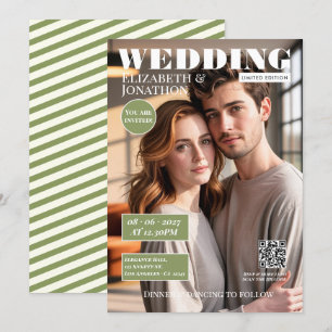 Sage Green & Elfenbein Magazin Hochzeitsfoto Einladung