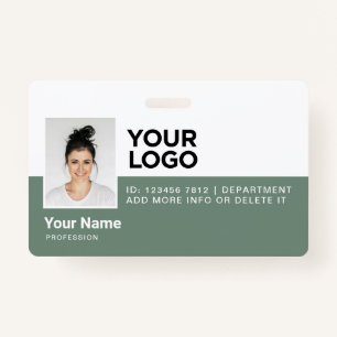 Sage Green Employee Modern Foto ID Security Ausweis