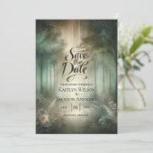 Sage Green Enchanted Forest Radiance Save The Date (Stehend Vorderseite)
