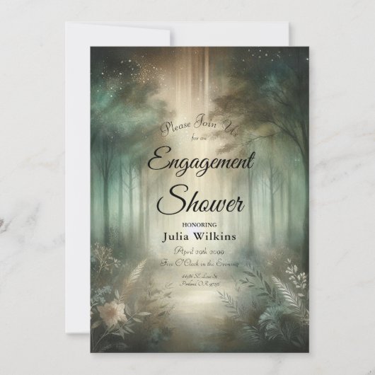 Sage Green Enchanted Forest Radiance Shower Einladung (Vorderseite)