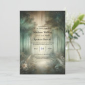 Sage Green Enchanted Forest Radiance Wedding Einladung (Stehend Vorderseite)