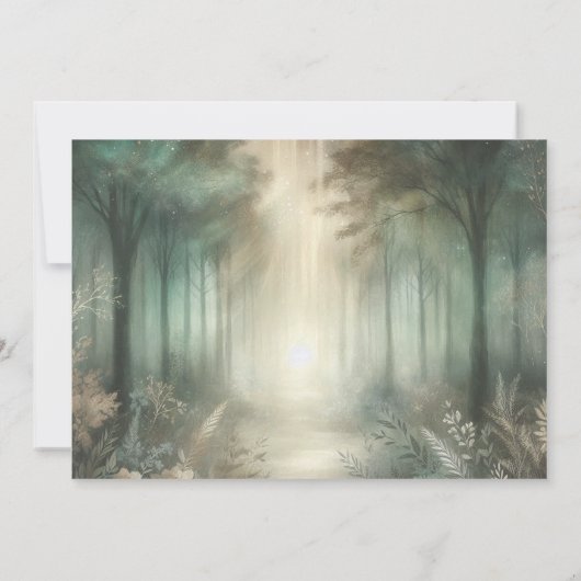Sage Green Enchanted Forest Radiance Wedding Save The Date (Rückseite)