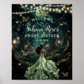 Sage Green Enchanted Forest Sweet Sixteen Welcome Poster (Vorne)