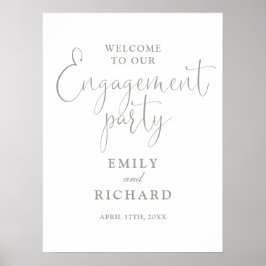 Sage Green Engagement Party Begrüßung Poster