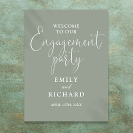 Sage Green Engagement Party Begrüßung Poster