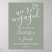 Sage Green Engagement Party Welcome Sign Poster (Vorne)
