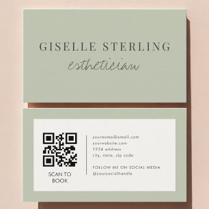 Sage Green Esthetiker QR Code Visitenkarte