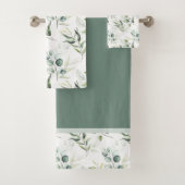 Sage Green Eucalyptus-Blätter Badhandtuch Set (Insitu)