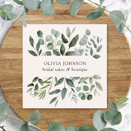 Sage Green Eucalyptus Blätter Square Business Card Quadratische Visitenkarte