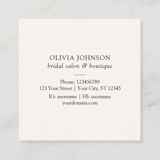 Sage Green Eucalyptus Blätter Square Business Card Quadratische Visitenkarte (Rückseite)